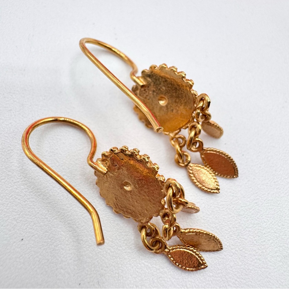 Ethnic Thai Bali Style Cone Tassel Dangle Earrings Gold Tone Dainty Festival - Picture 4 of 8
